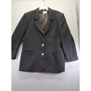 CCF 100% Morino Wool Blazer Jacket Women 2 Button Embroided Size 14